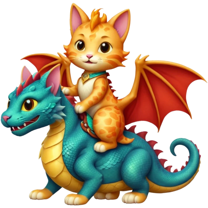 Cat riding a dragon  emoji