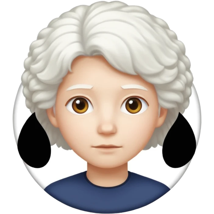 Make a whit circle with a white trapezoid under it and white puffy hair on top the circle  emoji