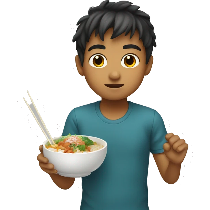 A boy with a poke bowl  emoji