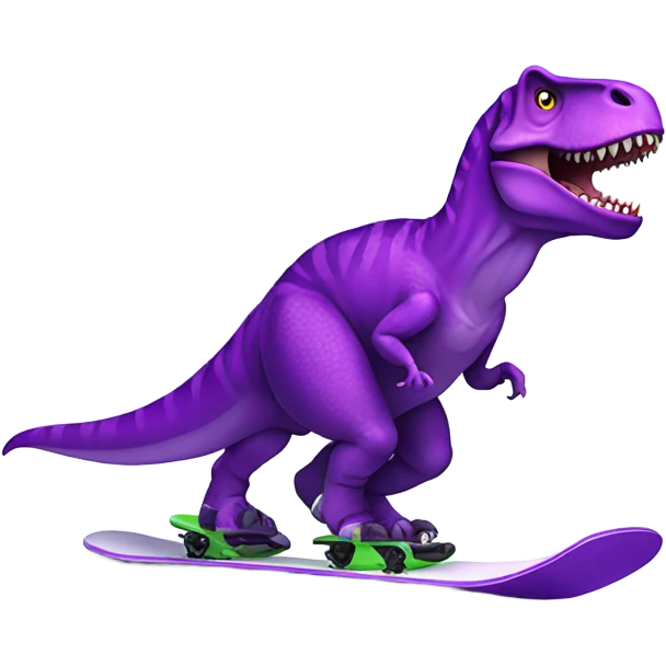 Purple T. rex on a snow board  emoji