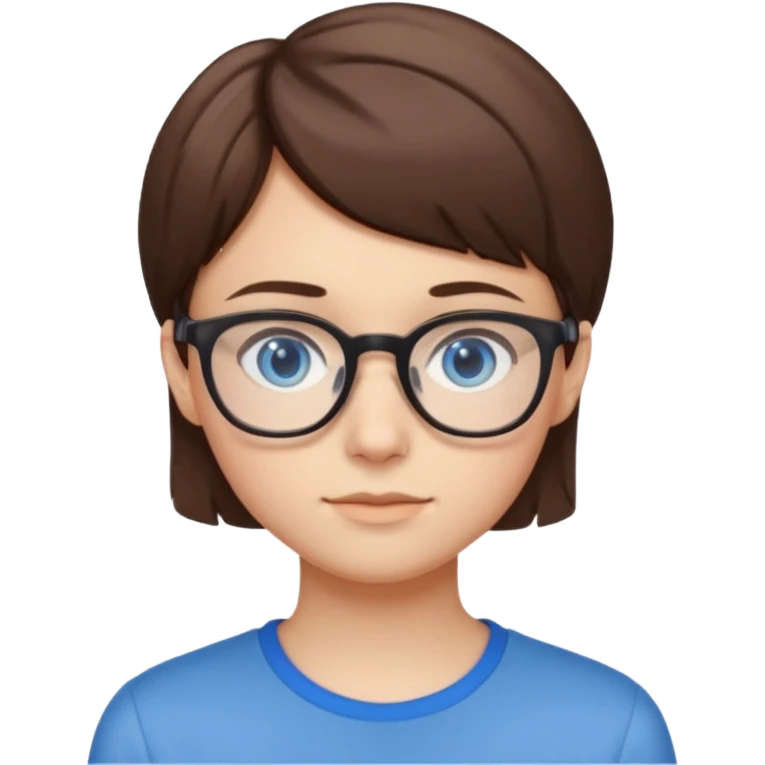 adolescent taille moyenne corpulence maigre cheveux chatain court yeux bleus lunettes emoji
