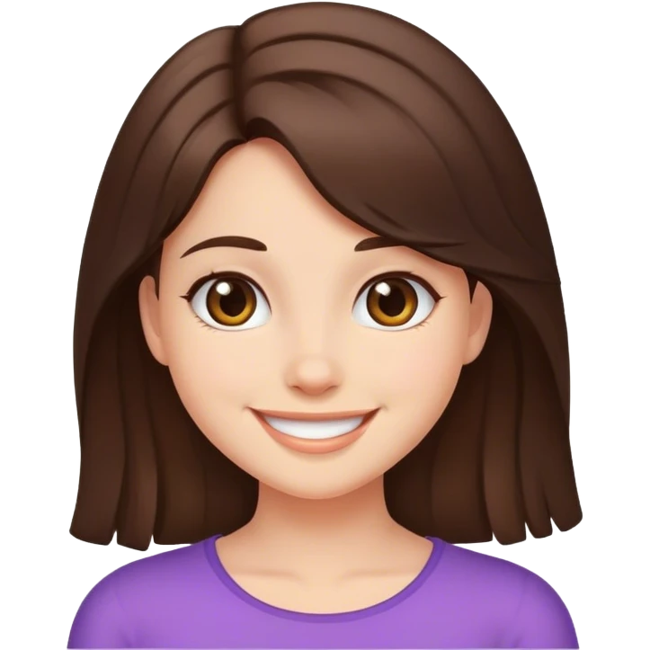 girl with brunette hair smiling emoji