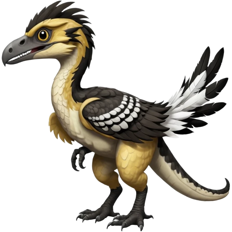 Utahraptor with a lot of feathers and white and black emoji