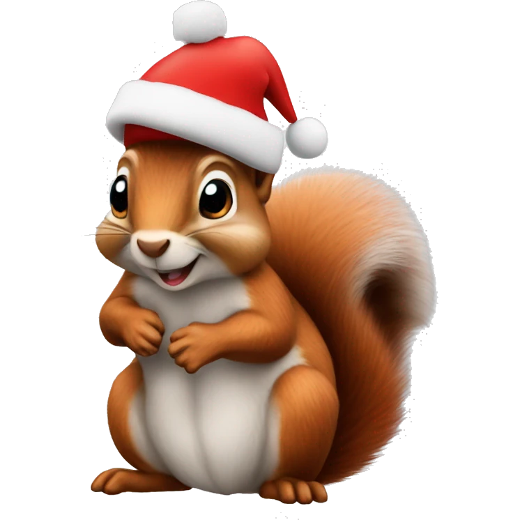 Squirrel with a Christmas hat emoji