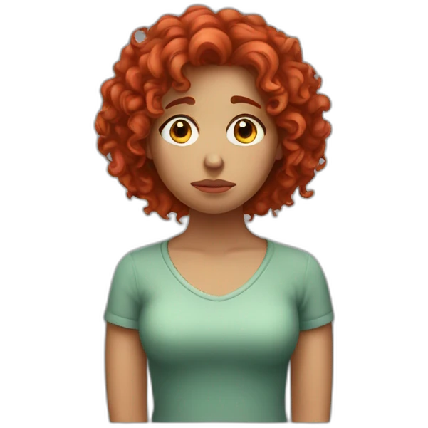 female with red curly hair feeling sad emoji