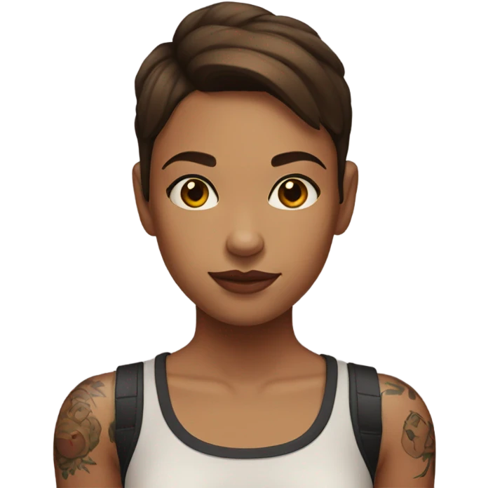 Girl with short brown hair and tattoos  emoji