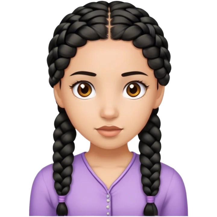 girl with brown eyes, black braided hair  emoji