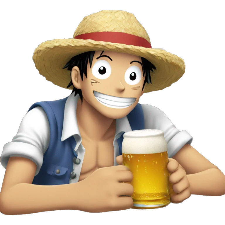 Luffy drink beer with shanks emoji