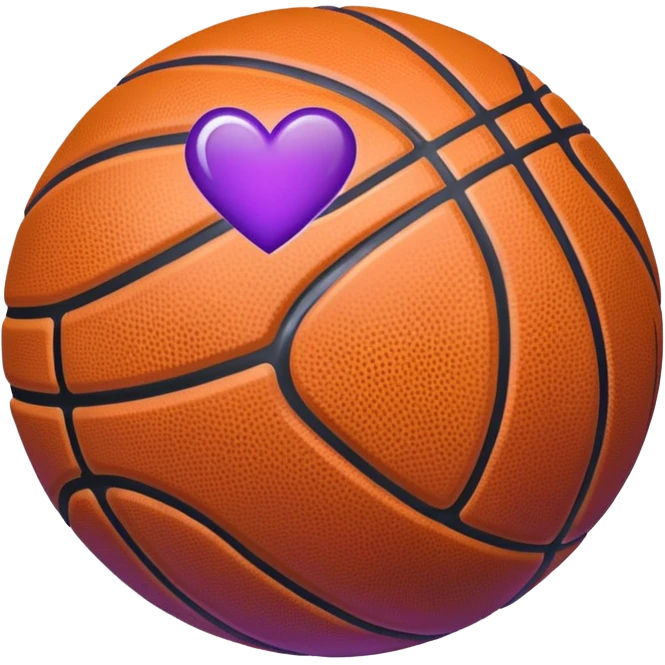 Basketball mixed with purple heart emoji