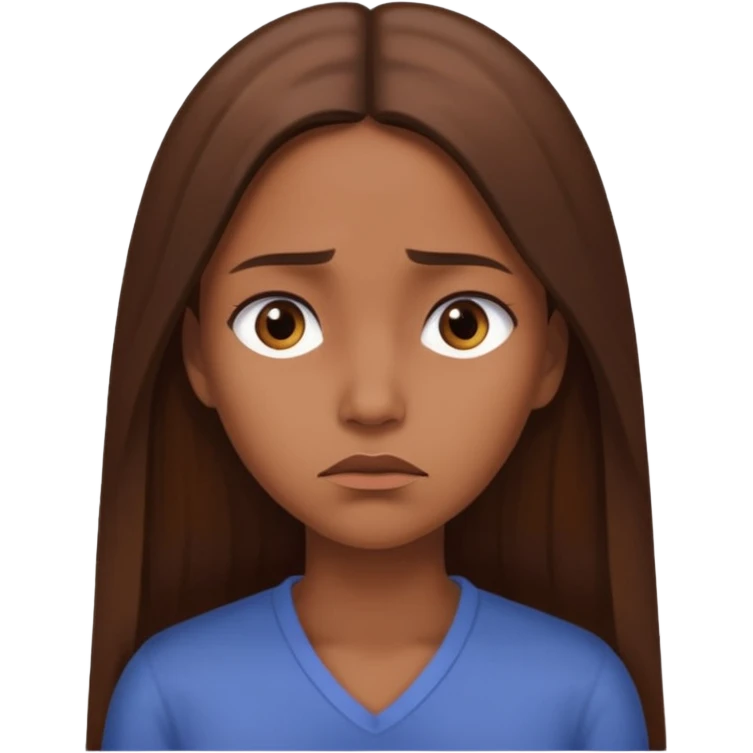 create a woman with brown long sthaight hair who is thinking that she is a bad person emoji