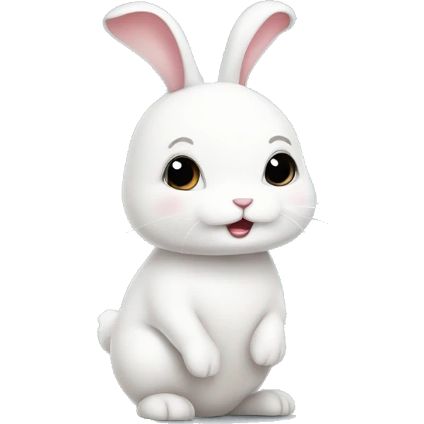 Cute little White bunny with a question mark above her bunny head emoji