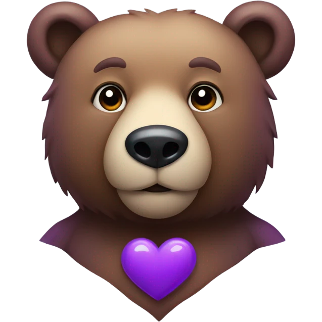 Bear with purple heart emoji