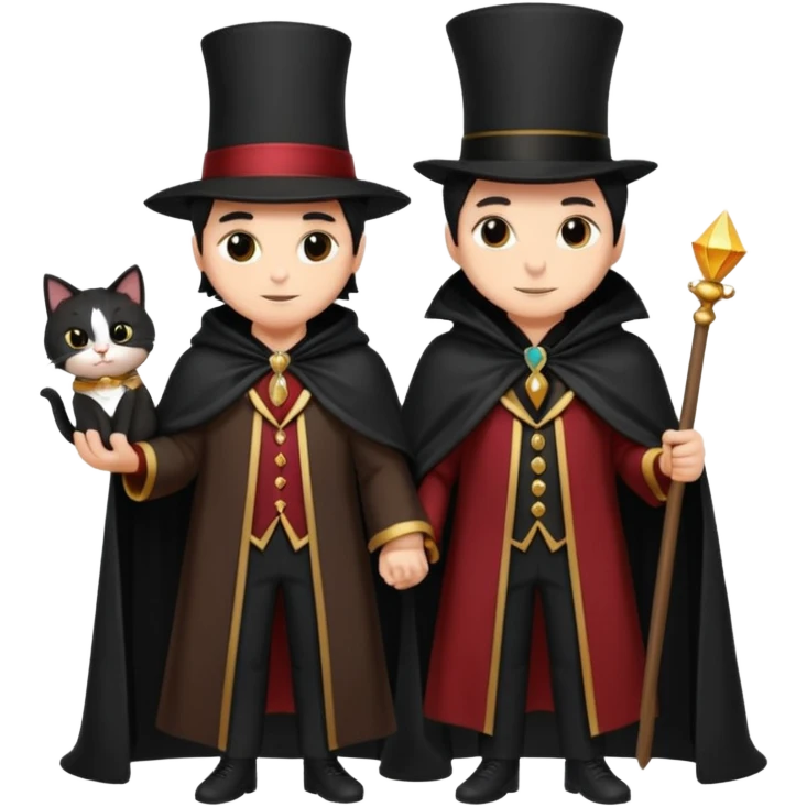 magician couple and their pet cat emoji