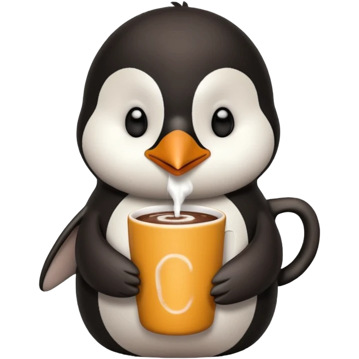 A penguin hitting hot chocolate

 emoji