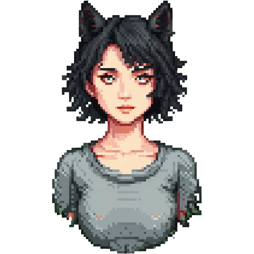 woman with black wolfcut hair emoji