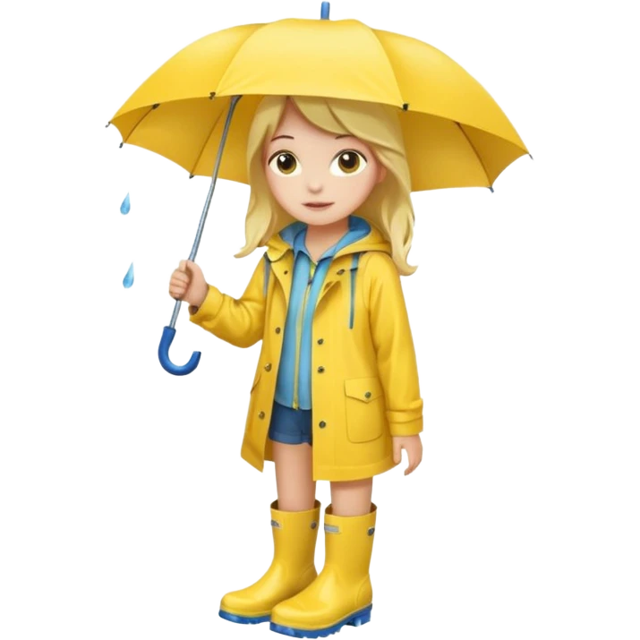 Girl in a yellow raincoat and rain boots emoji