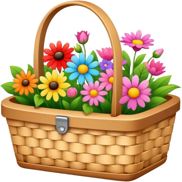 cute picnic basket with flowers emoji