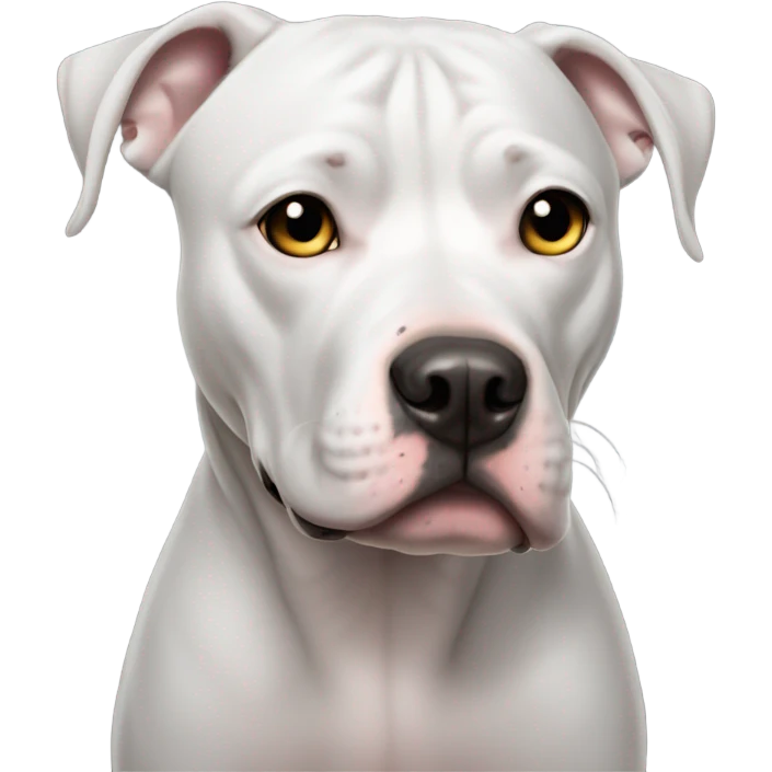 White pit bull gray eyes dark ears emoji