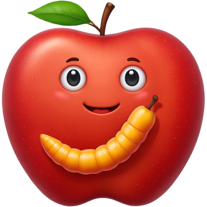 worm on apple emoji