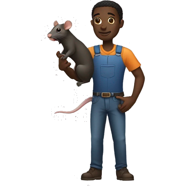 dark skinned man holding rat emoji