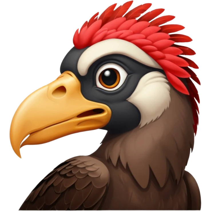 mature vulture with black and reddish feathers looking forward emoji