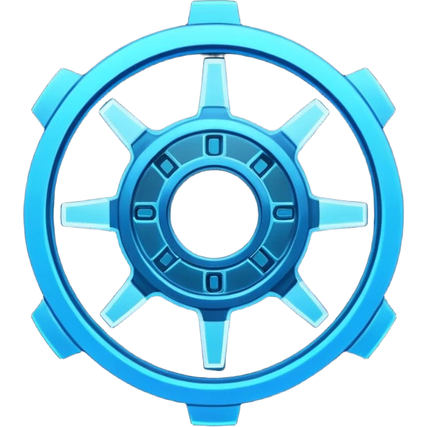 blue neon transparent minimalistic gear emoji