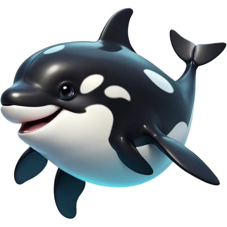 Cinematic Comical orca Portrait Emoji, Head tilted dramatically with an exaggeratedly shocked expression, featuring a sleek black-and-white body with wide, comically expressive eyes full of playful disbelief and animated flippers, Simplified yet hilariously expressive features, highly detailed, glowing with a slightly sassy oceanic glow, high shine, dramatic yet playful, stylized with an air of cheeky marine mischief, soft glowing outline, capturing the essence of a meme-worthy orca that looks ready to make waves with its hilariously dramatic antics! emoji