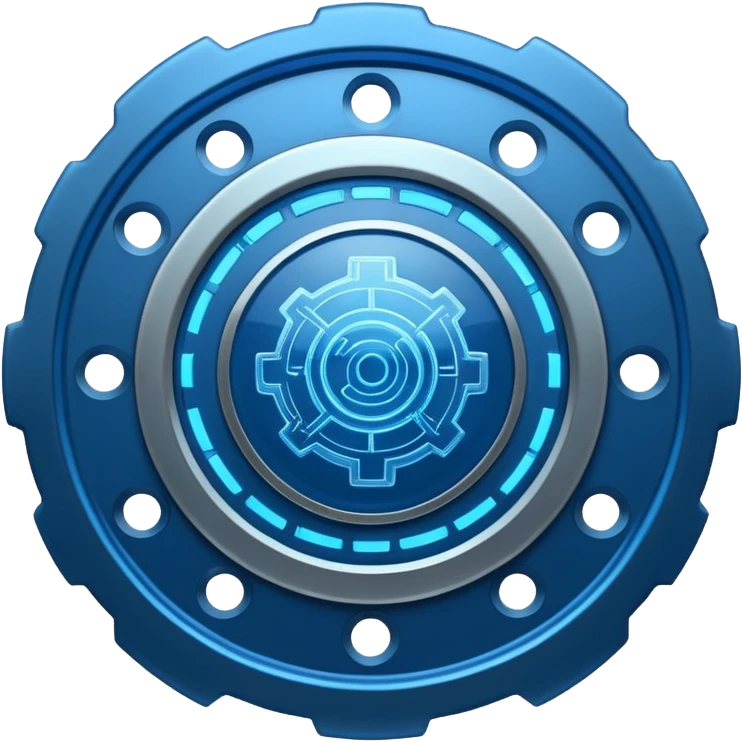 gear with circuit-style connected nodes, representing global system configuration and connectivity. emoji