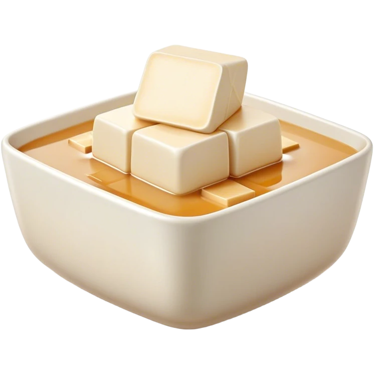 Cinematic Realistic Silken Tofu Dish Emoji, depicted as soft, smooth tofu in a delicate sauce rendered with lifelike detail and gentle, natural lighting. emoji