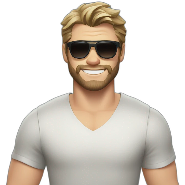 Chris Hemsworth smiling with sunglasses emoji
