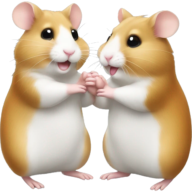 two hamsters giving handshake  emoji