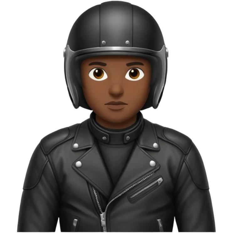 Biker in black full-face helmet and jacket emoji