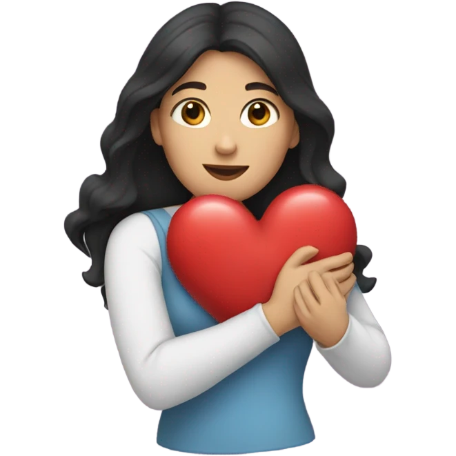heart hugging heart woman with dark hair emoji