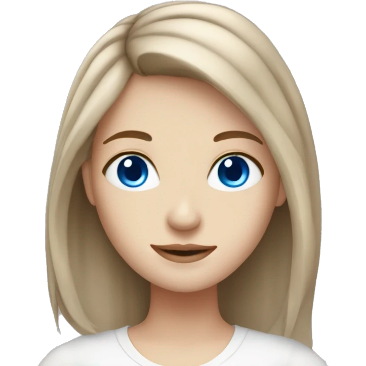 pale girl with brown medium length hair and blue eyes emoji