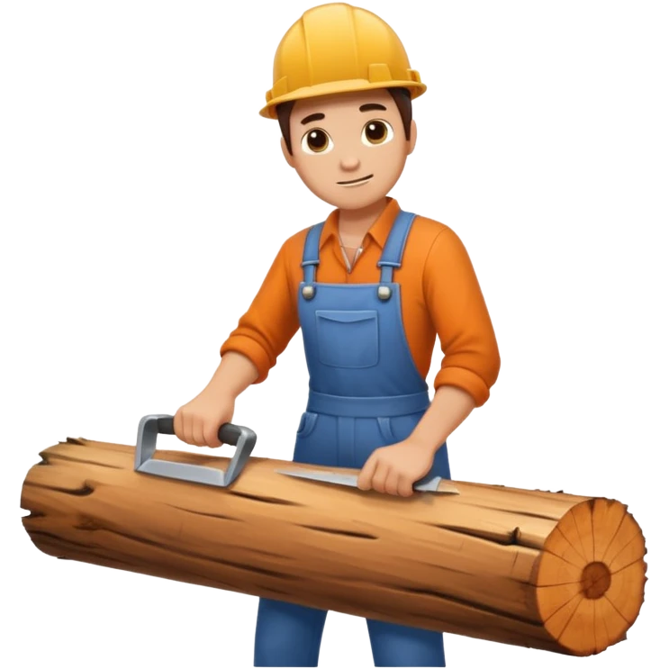 человек пилит бревно emoji