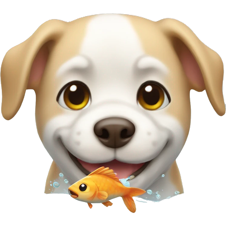 Cute dog having fish emoji