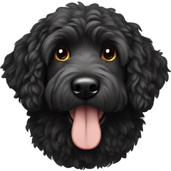 Black golden doodle dog emoji