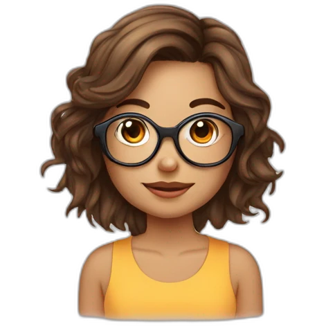 Fille avec cheveux court bruns et avec des lunettes rondes emoji