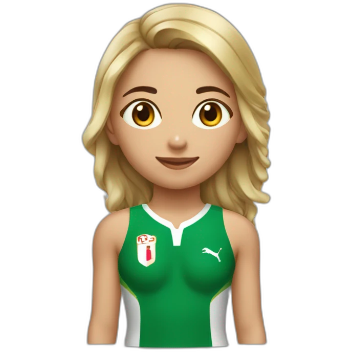 Une fille avec un maillot de l'Algérie emoji