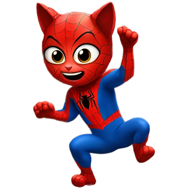 Cat in a Spider-Man suit climbing up a wall emoji