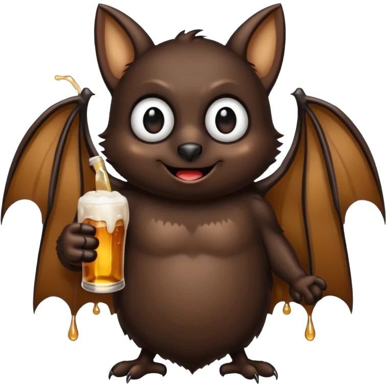 black bat drinking beer emoji