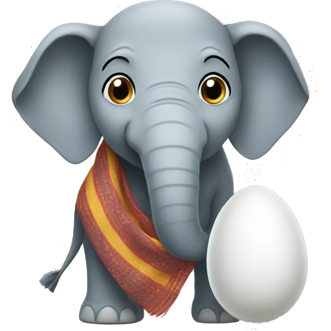 Egg wearing an elephant scarf emoji