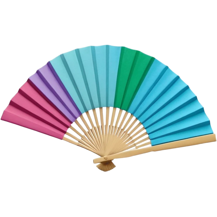 3D render of Paper Fan entirely of folded origami paper, sharp creases, cardboard texture, matte finish, visible paper grain, craft aesthetic,emoji style, isolated on white background --v 6.0 emoji