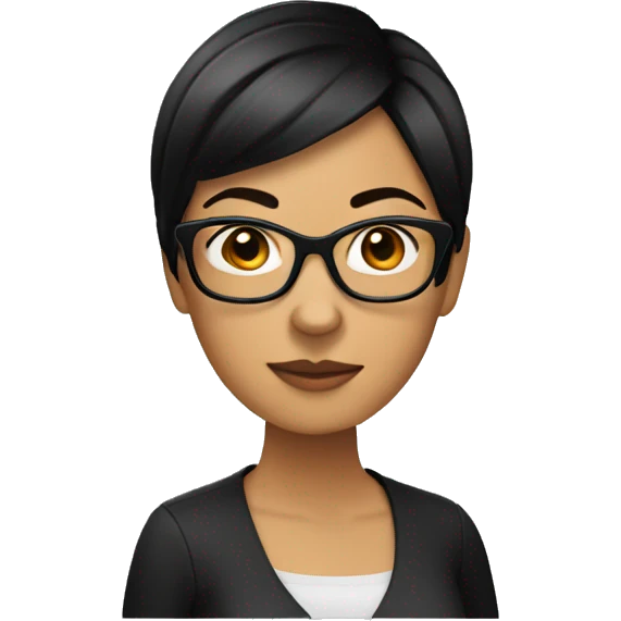 Hispanic woman with short straight black hair and glasses emoji