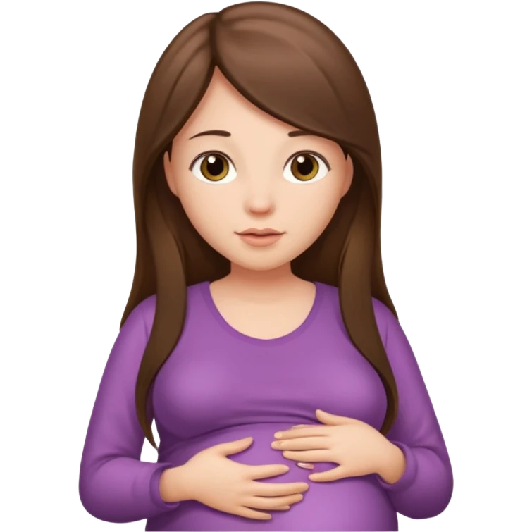 A pregnant woman with long straight brown hair and fair skin  emoji