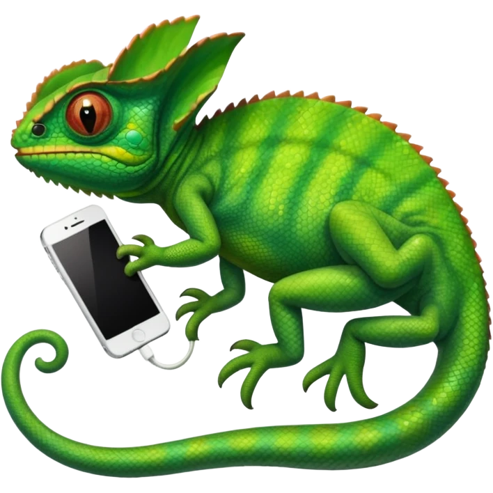 Chameleon using an iPhone emoji