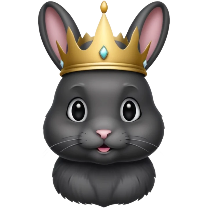 black bunny with silver crown emoji