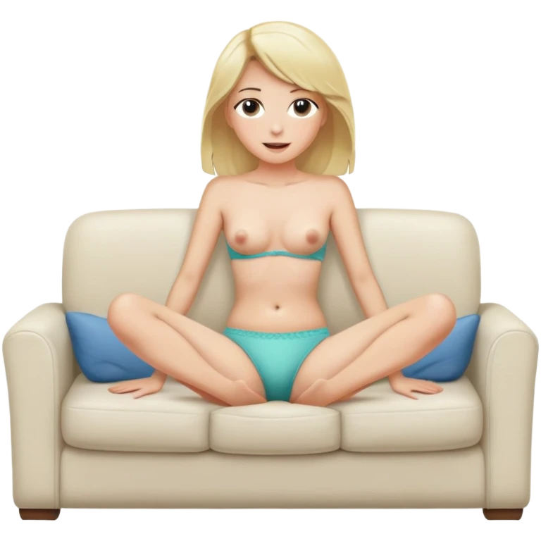 fullbody realistic busty blonde topless buxom in undies sitting on couch in comfy
missionary legs up sfw emoji