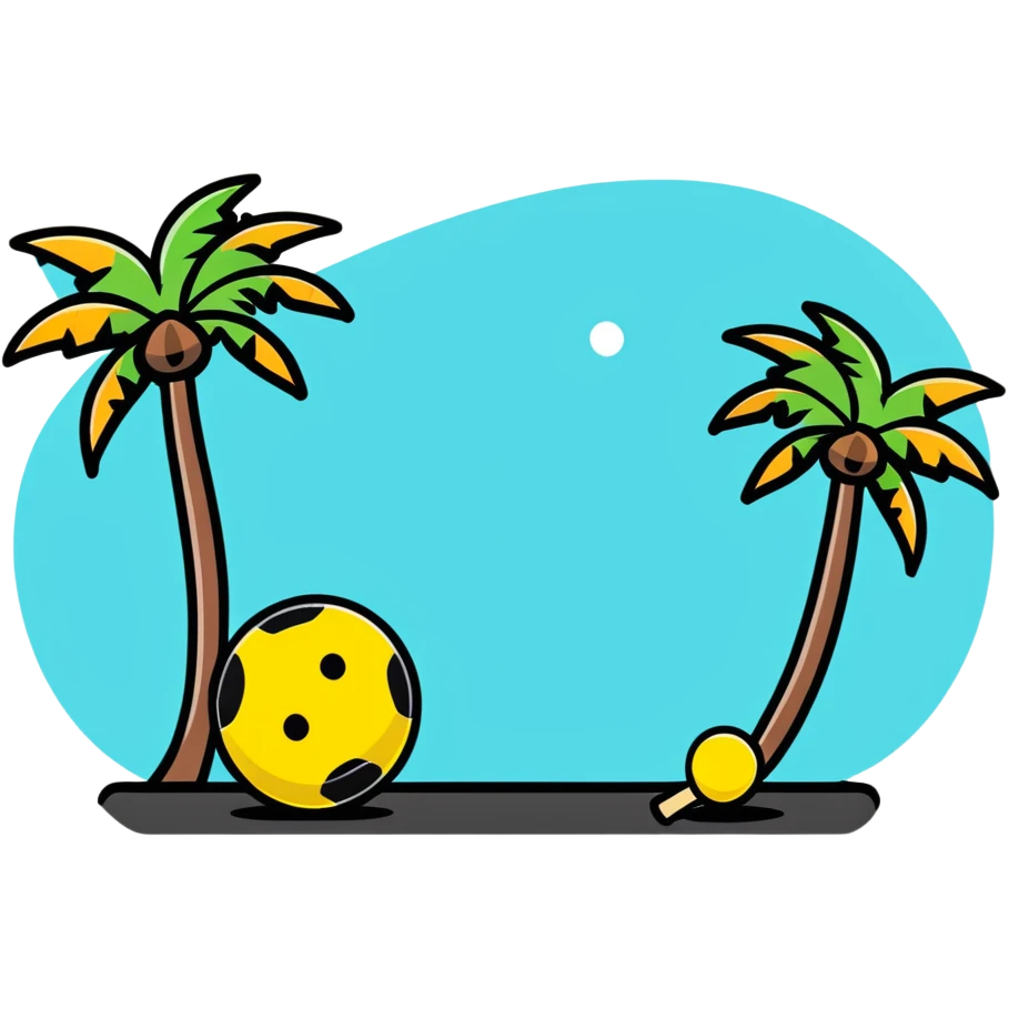 pickleball paddle and ball with palm trees emoji