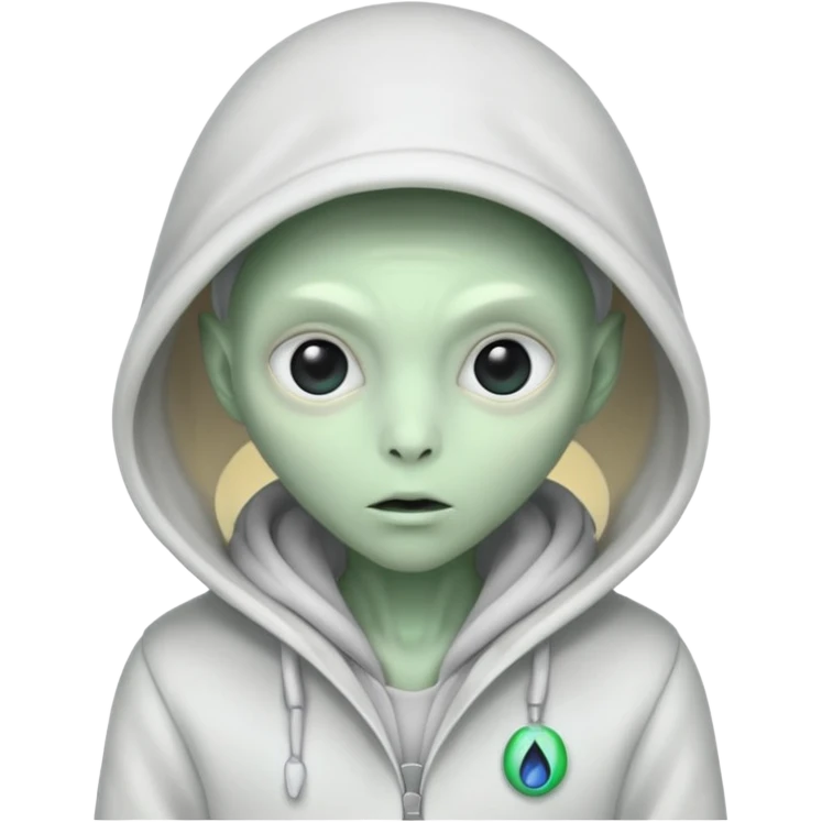 alien, cold White Coat with Hoodie  emoji